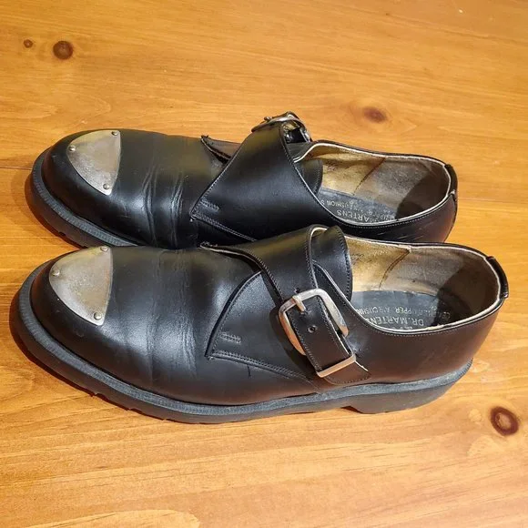 Funky Dr Martens black shoes with buckles & steel on toe - Picture 3 of 4